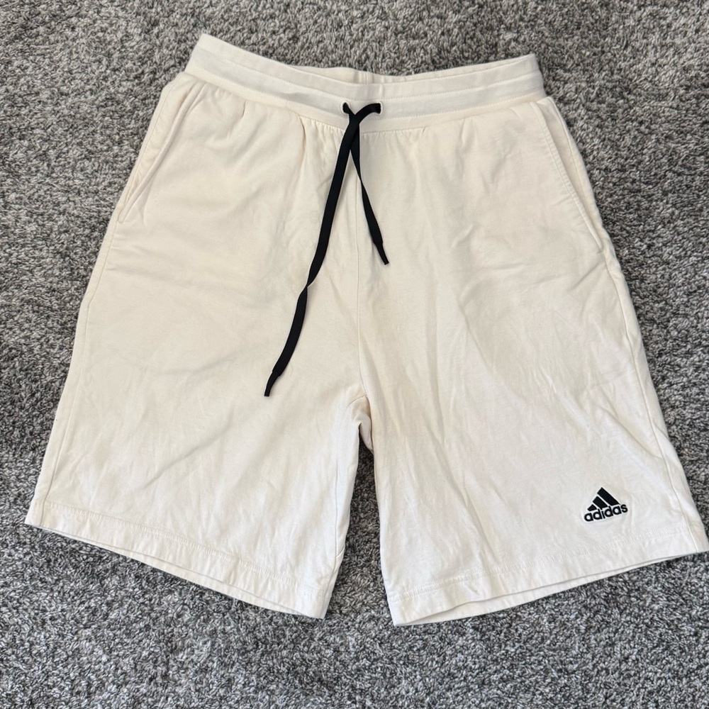 Adidas Cream and Black Athletic Shorts Lightweight Design
